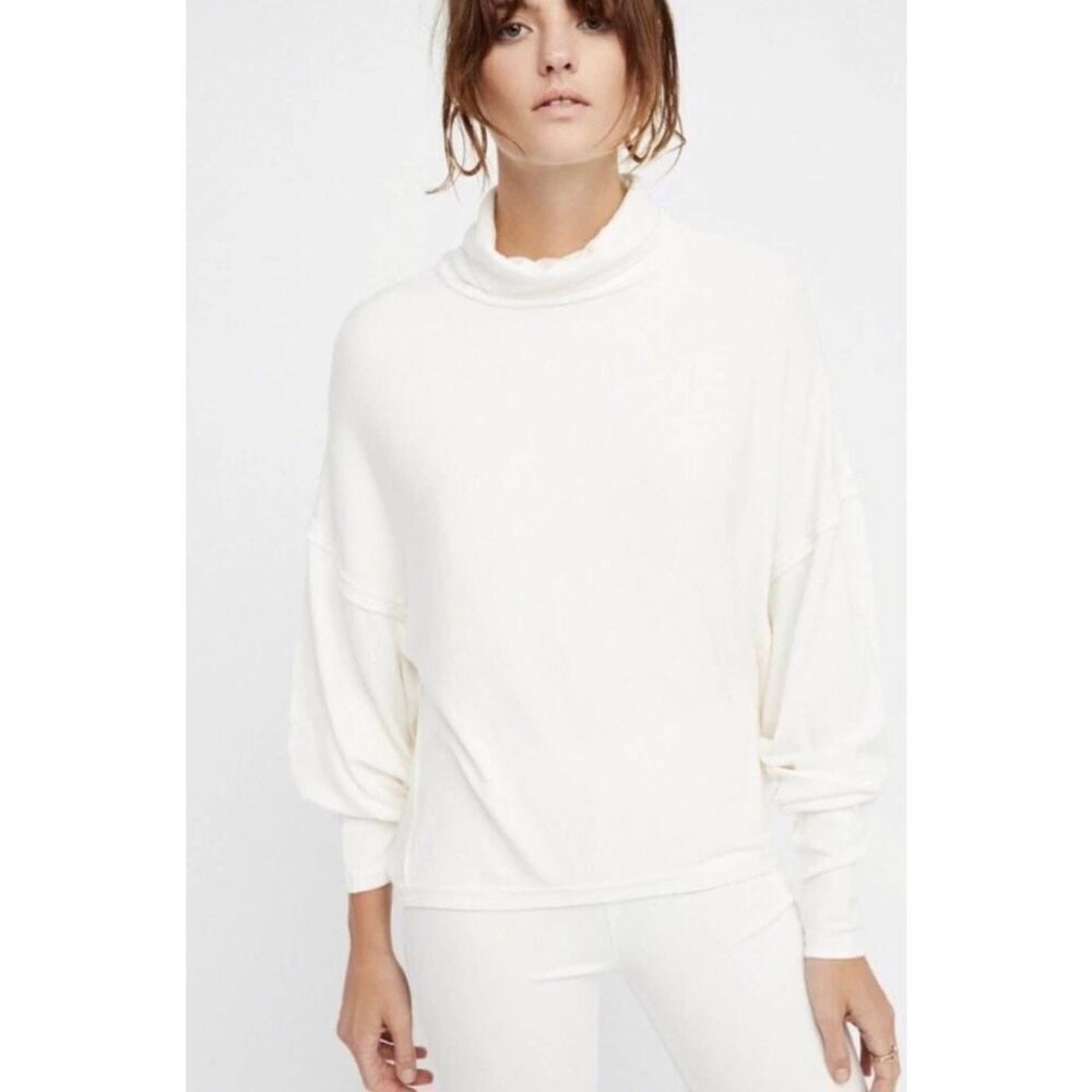 FREE PEOPLE We The Free Alameda Pullover Mock Neck Knit Sweater Ivory